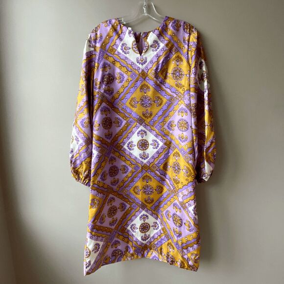 Vintage 1960s Psychedelic Dress & Reversible Vest Set M/L Go-Go Mod Festival - Picture 2 of 9